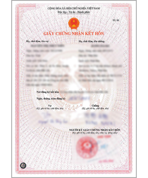 ベトナムの結婚証明書(ベトナムの人民委員会発行)