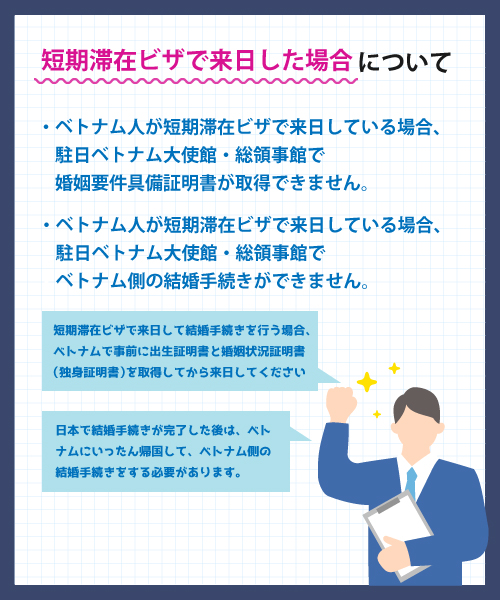 短期滞在ビザで来日して結婚手続きを行う場合について